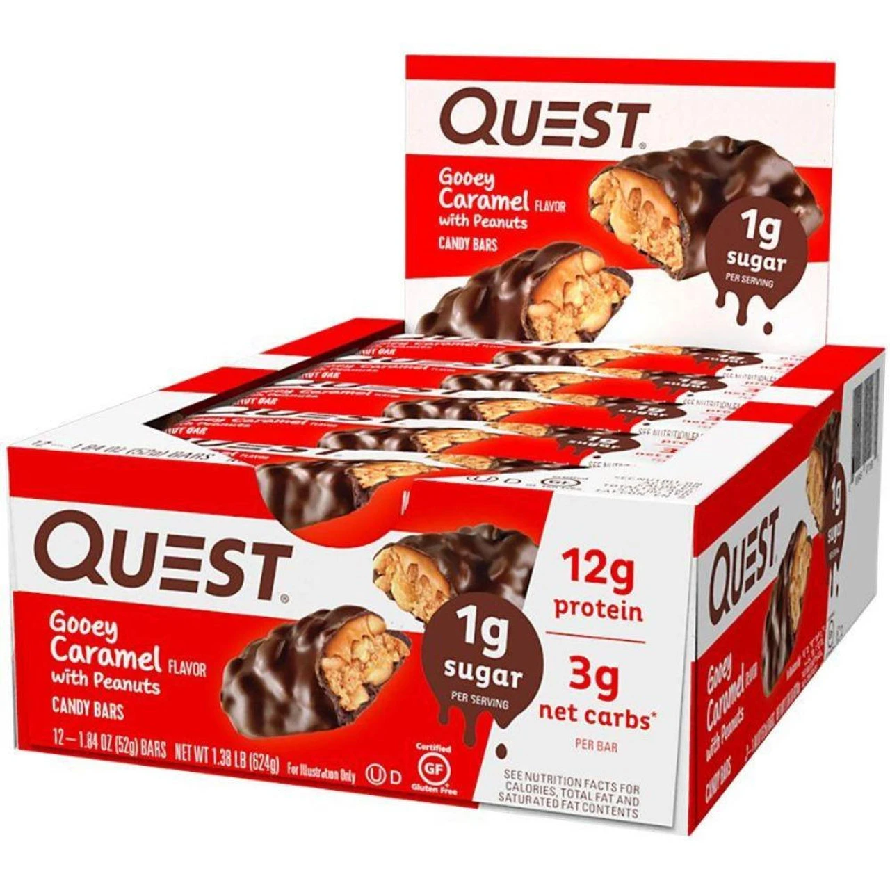 Quest Nutrition Gooey Caramel With Peanuts Candy Bars 12/Box