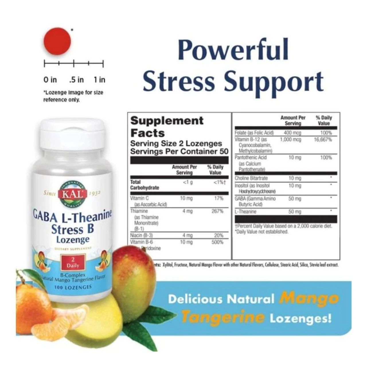 KAL GABA L-Theanine Stress B 100 Lozenges - Image 2