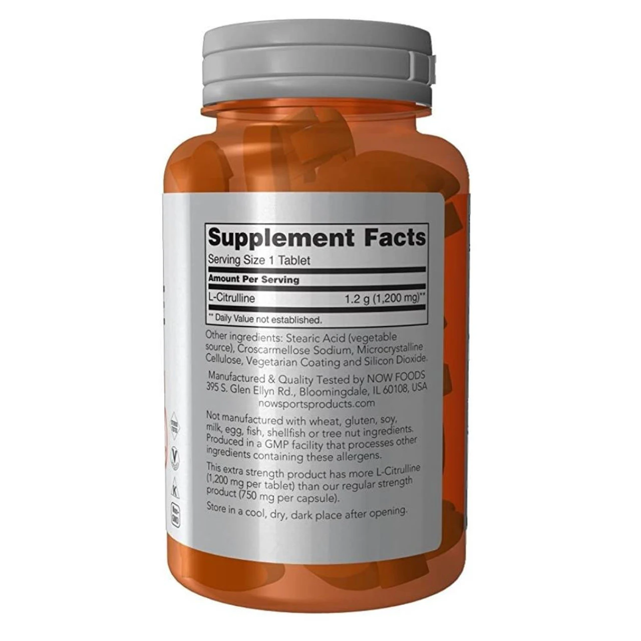 Now Foods L-Citrulline 1200mg 120 Tablets - Image 2
