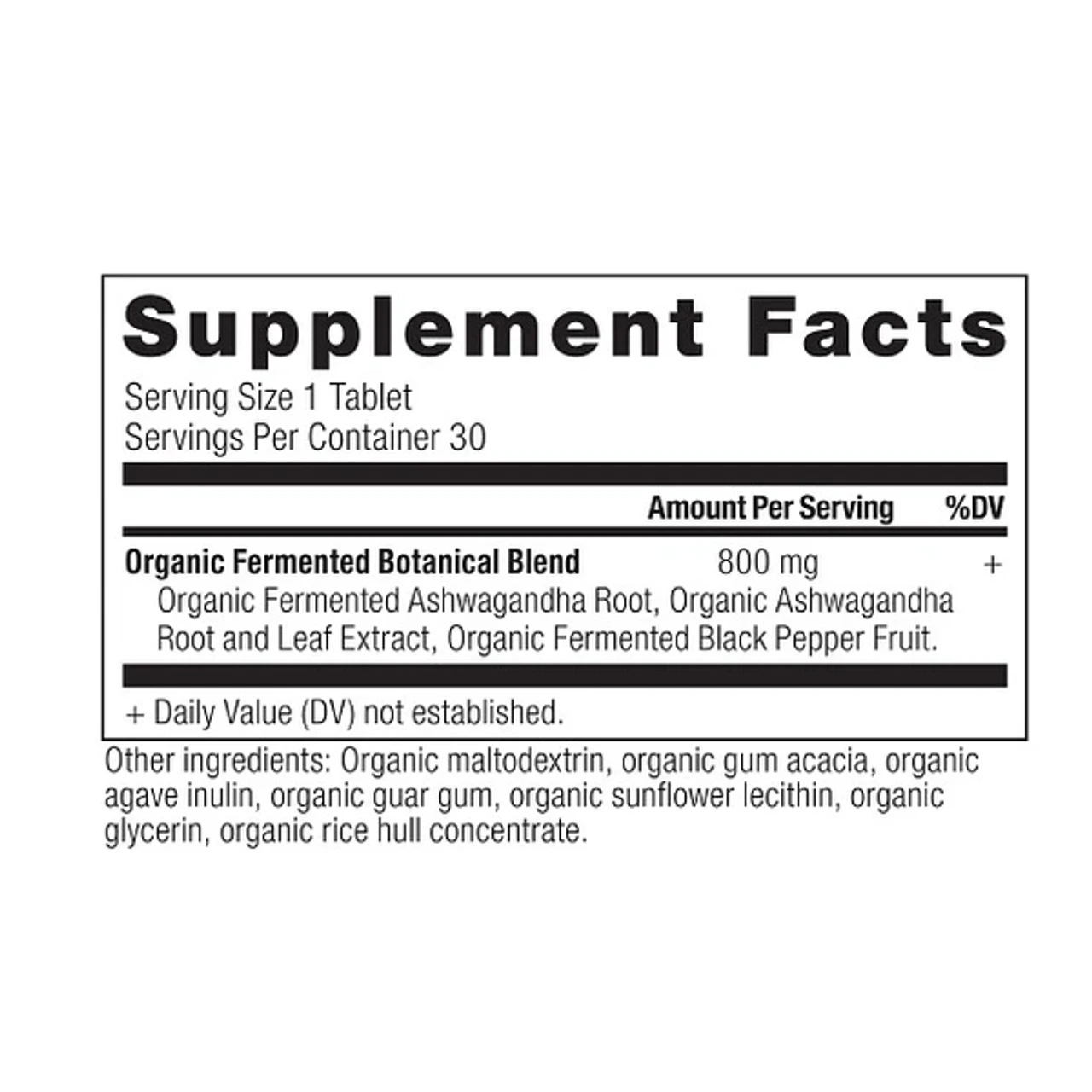 Ancient Nutrition Organic Ashwagandha 30 Tablets - Image 2