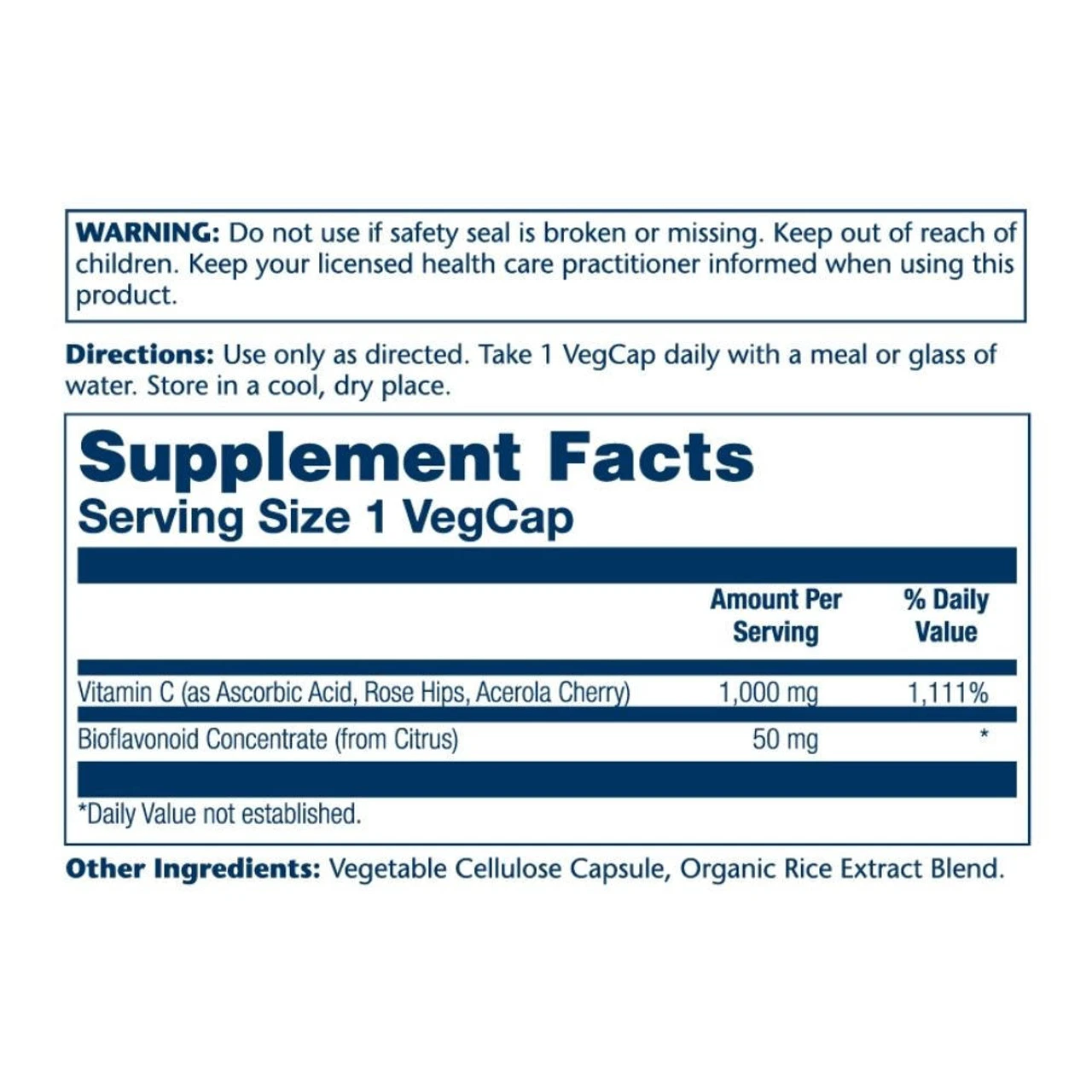 Solaray Vitamin C With Rose Hips, Acerola, Bioflavonoids 1000mg 100 Capsules - Image 2