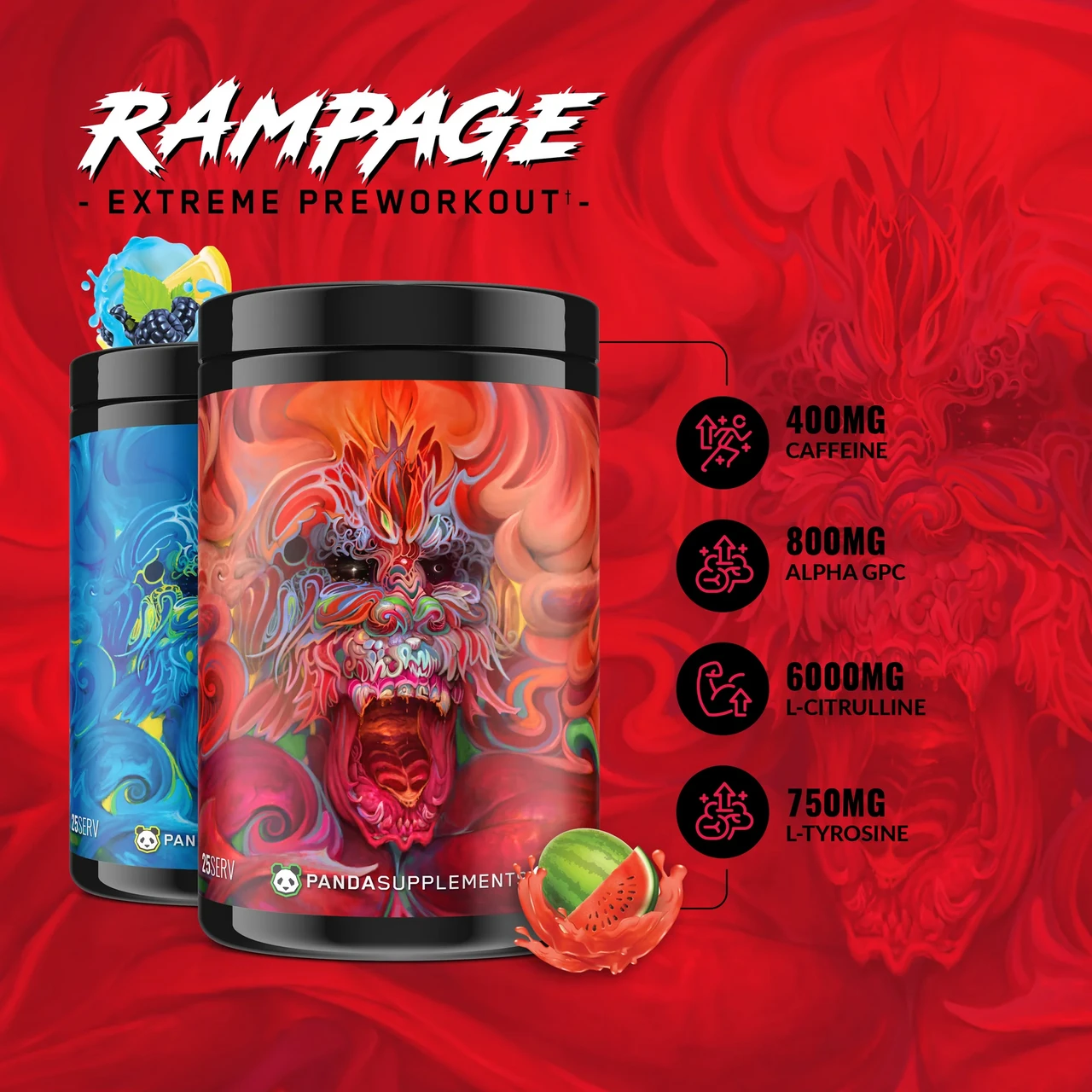 Panda Supps Rampage Extreme Pre-Workout 25 Servings - Image 4
